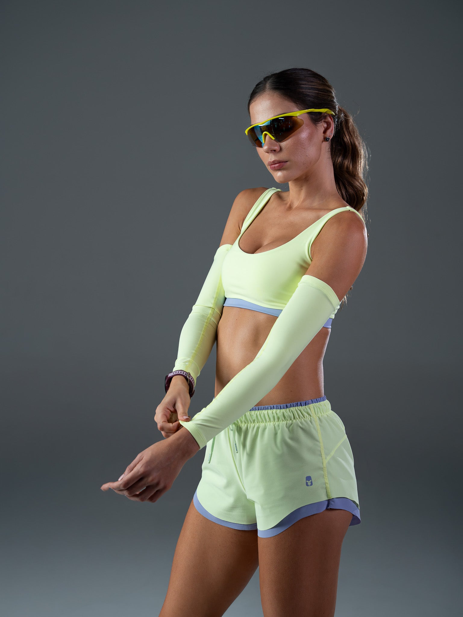 Women's Neon Green Running Sleeves