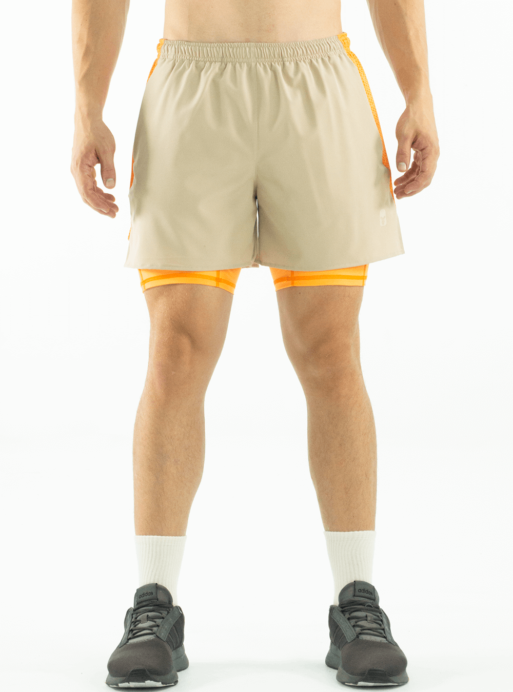 BEIGE-ORANGE RUNNING SHORTS
