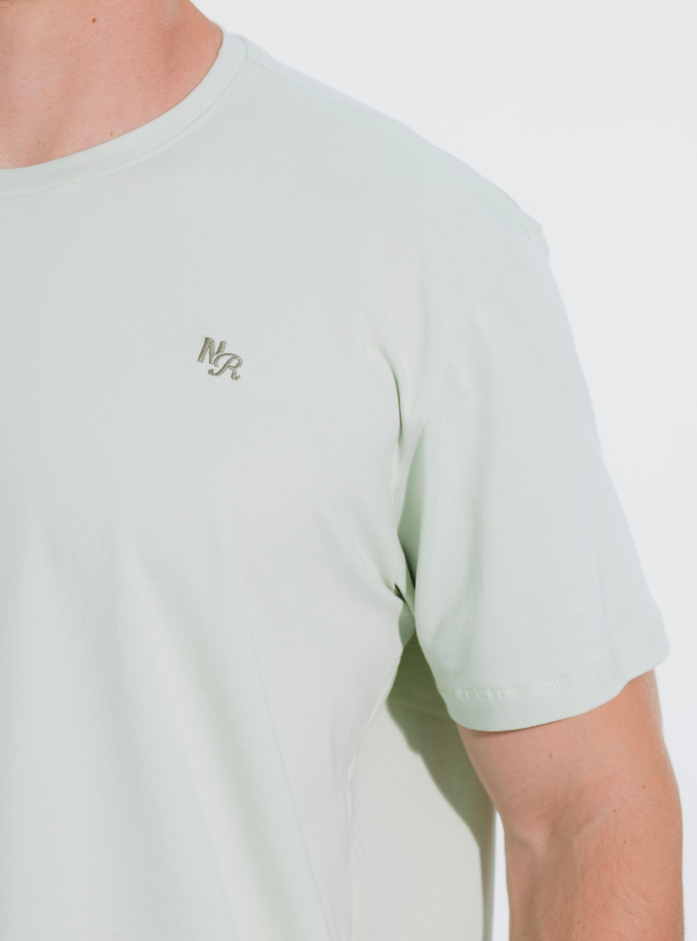 Mint Green Embroidered Logo Cotton T-Shirt